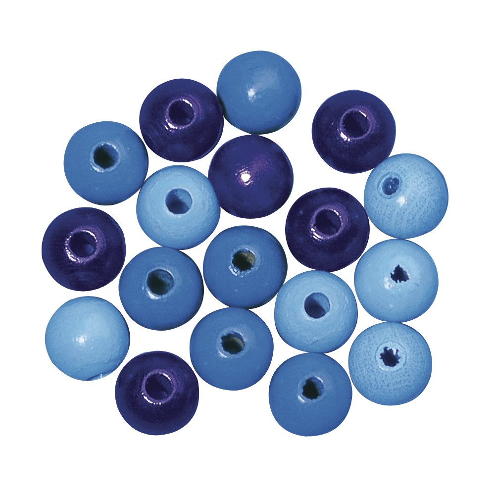 Rayher 1252000 Wooden Beads Mix FSC 100% 6 mm Diameter Polished Self-Service Bag 115 Pieces Blue Tones, Suck- and Saliva-Resistant