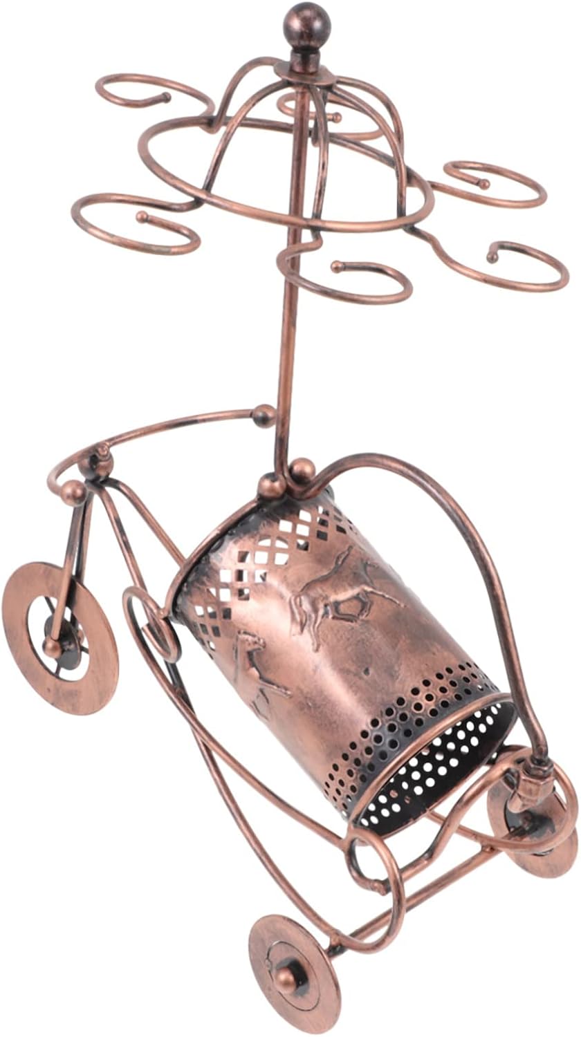 Zerodeko Creative Red Wine Rack Glass Holder Iron Wine Bottle Storage Rack for Desktop Simple Design for Home Bar and Kitchen