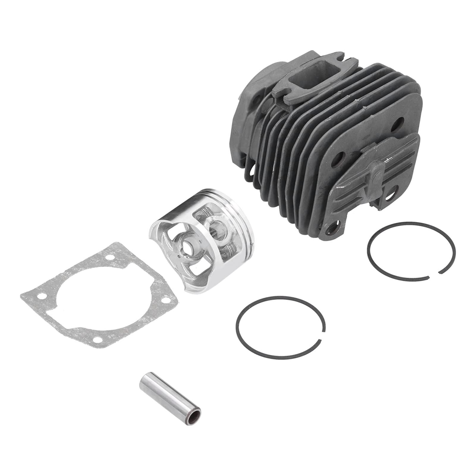Kit Cilindro e Pistone 45.2mm, Ricambio per Motosega a Benzina 58cc, Anelli e Clip Pin in Ferro e Lega di Alluminio - Alta Durabilità, Resistente all'Usura, Ricambi Universali pe