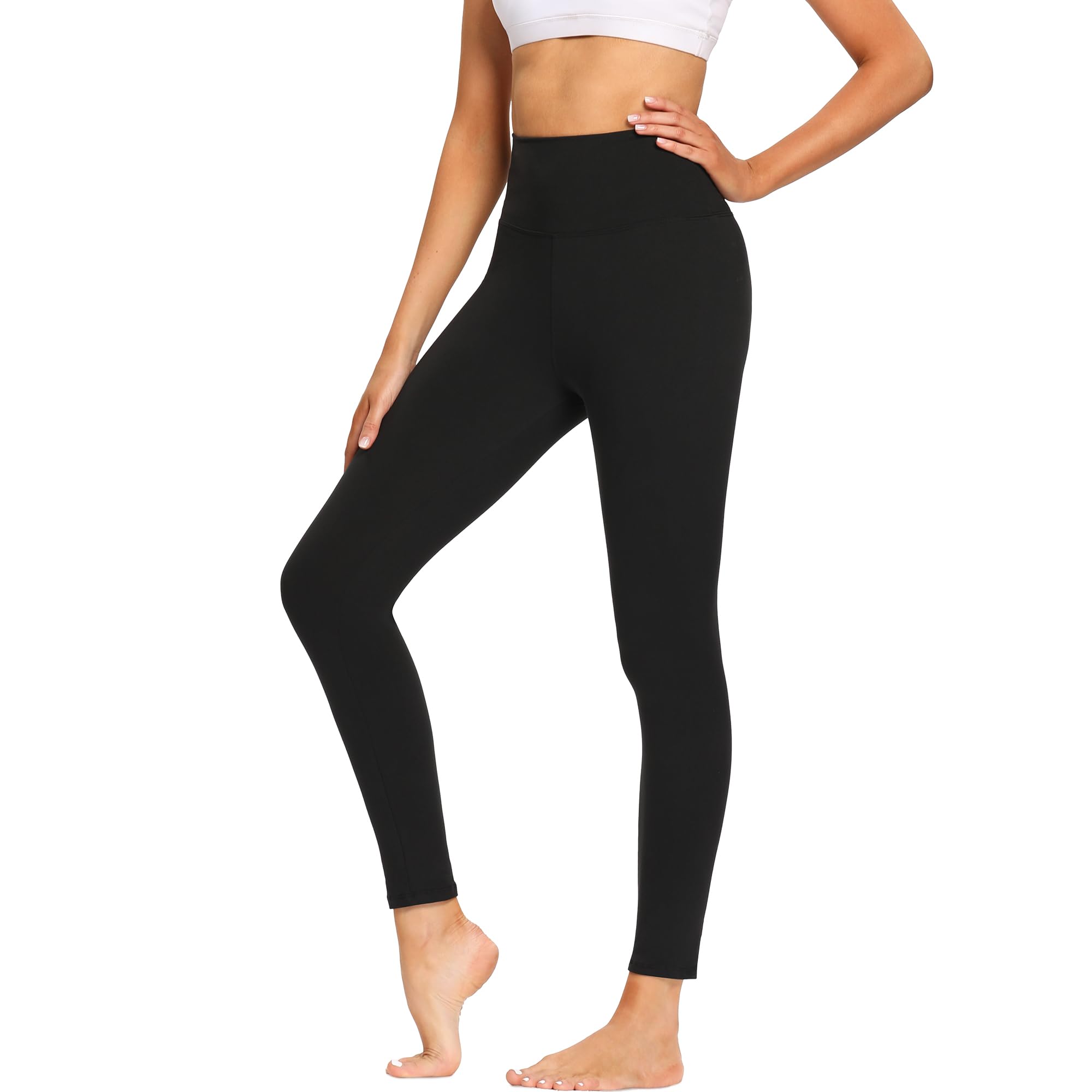 FOTOCITI Leggings Damen High Waist Elastische Sportleggins Fitnesshose Blickdicht Schwarze Laufhose Sporthose für Gym Yoga