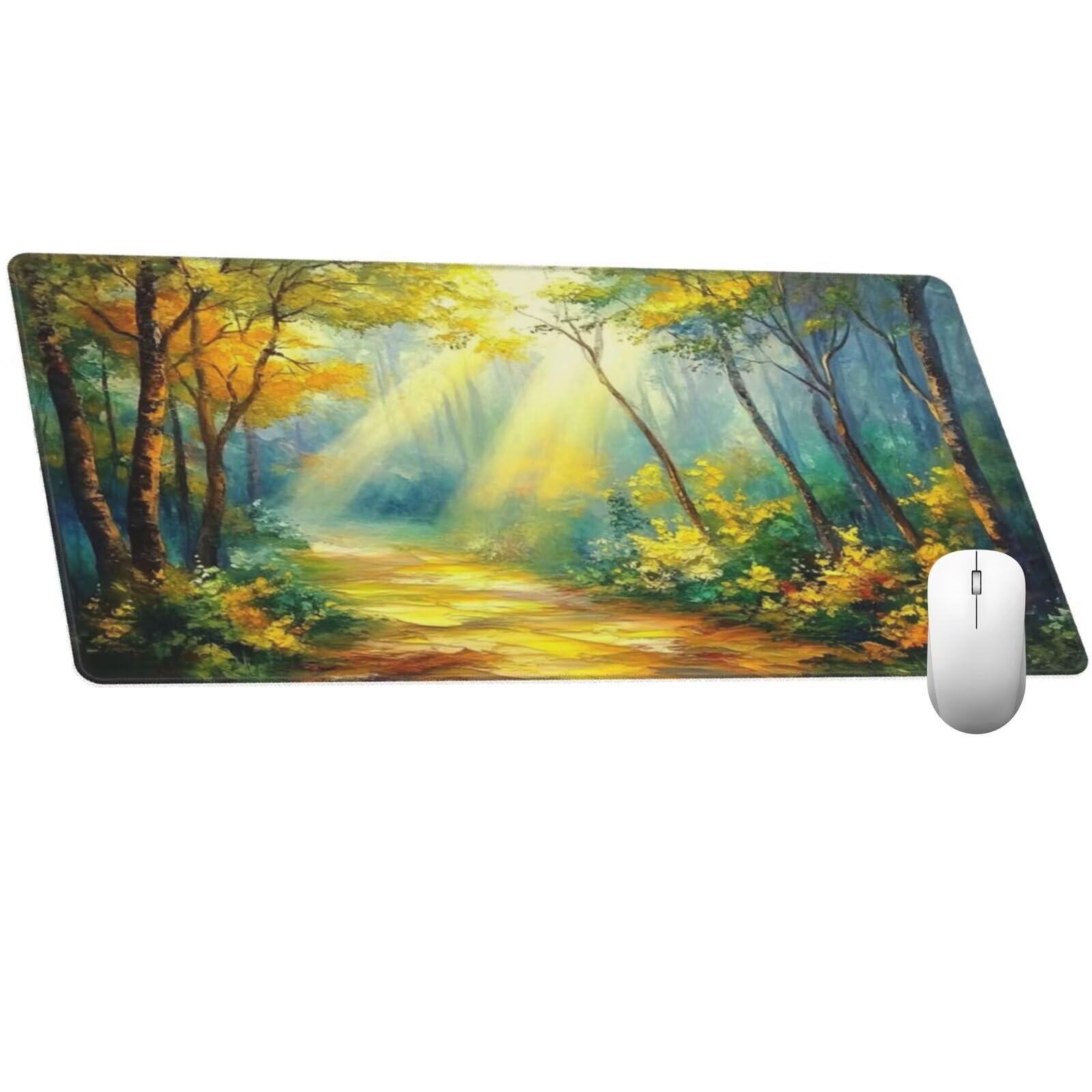 Alfombrilla Ratón Bosque Alfombrilla Ratón XXL 1600 x 800 mm, Paisaje Mouse Pad Gaming con Bordes Cosidos, Impermeable Mousepad XXL Base de Goma Antideslizante Duradera, Mouse Pad para Oficina Q874