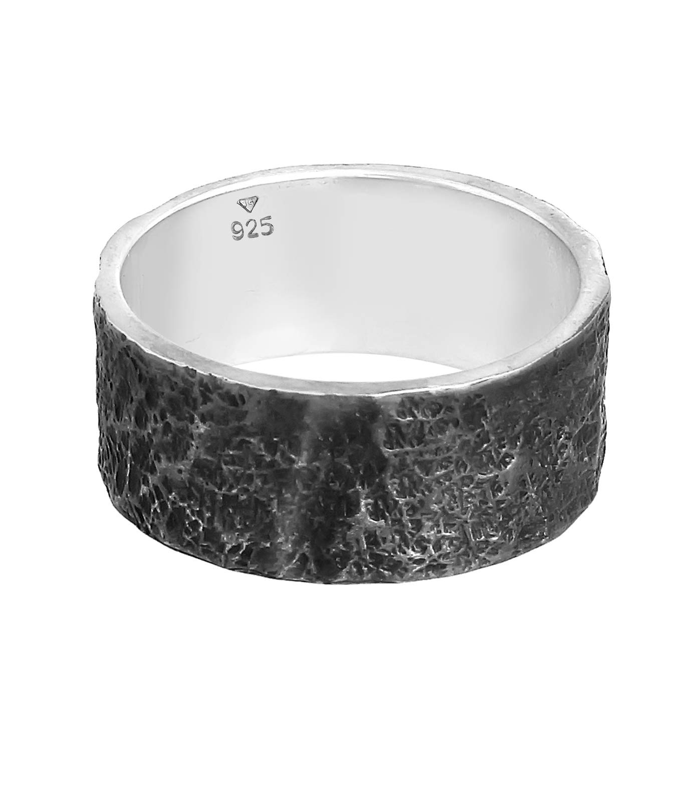 Kuzzoi Anillo para hombre (10 mm), forjado a mano, de plata 925