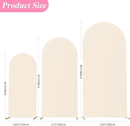 Miniatura 2 de Juego de 3 fundas de arco de boda de elastano dorado para decoración de fondo de Chiara con parte superior redonda, tela elástica bronceadora para