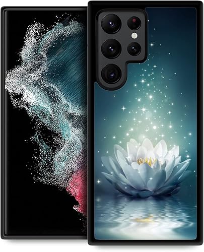 ZHEGAILIAN Funda compatible con Samsung Galaxy S23 Ultra, funda blanca Lotus Night Galaxy S23 Ultra para niñas, antideslizante de amortiguación,