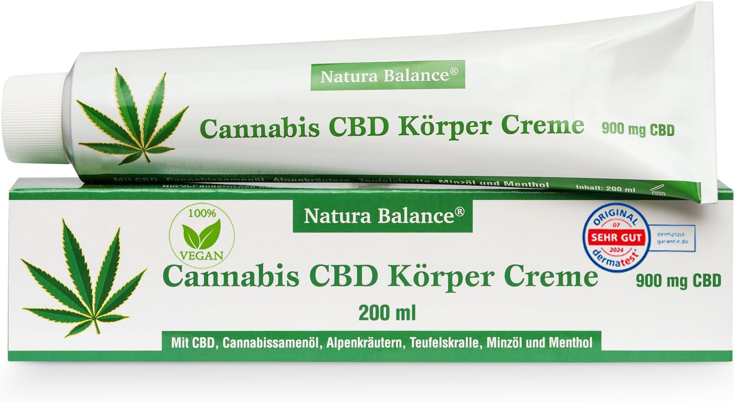 200ml Cannabis Creme Teufelskralle Alpenkräuter Minzöl Menthol Made in Germany Dermatest sehr gut vegan