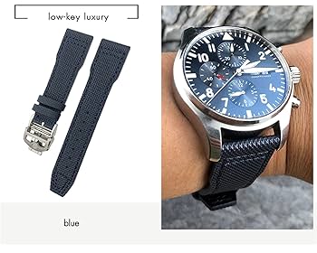 Amazon.co.jp: 20mm 21mm ブルー ナイロン ウォッチバンド IWC