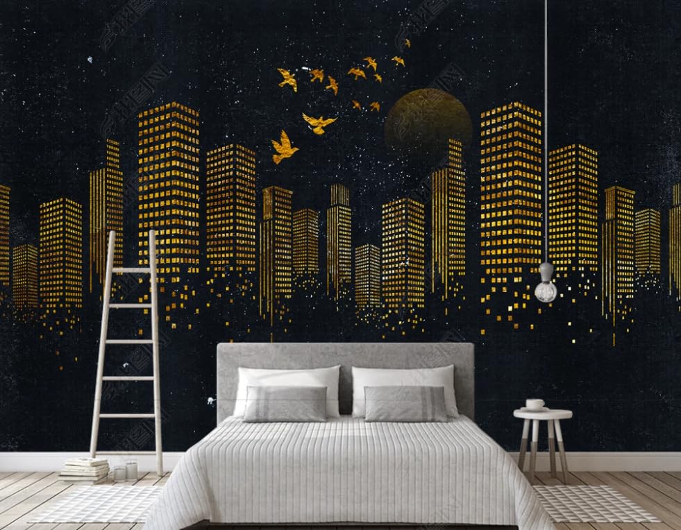 Poster géant mural silhouette bâtiment au design architectural épuré