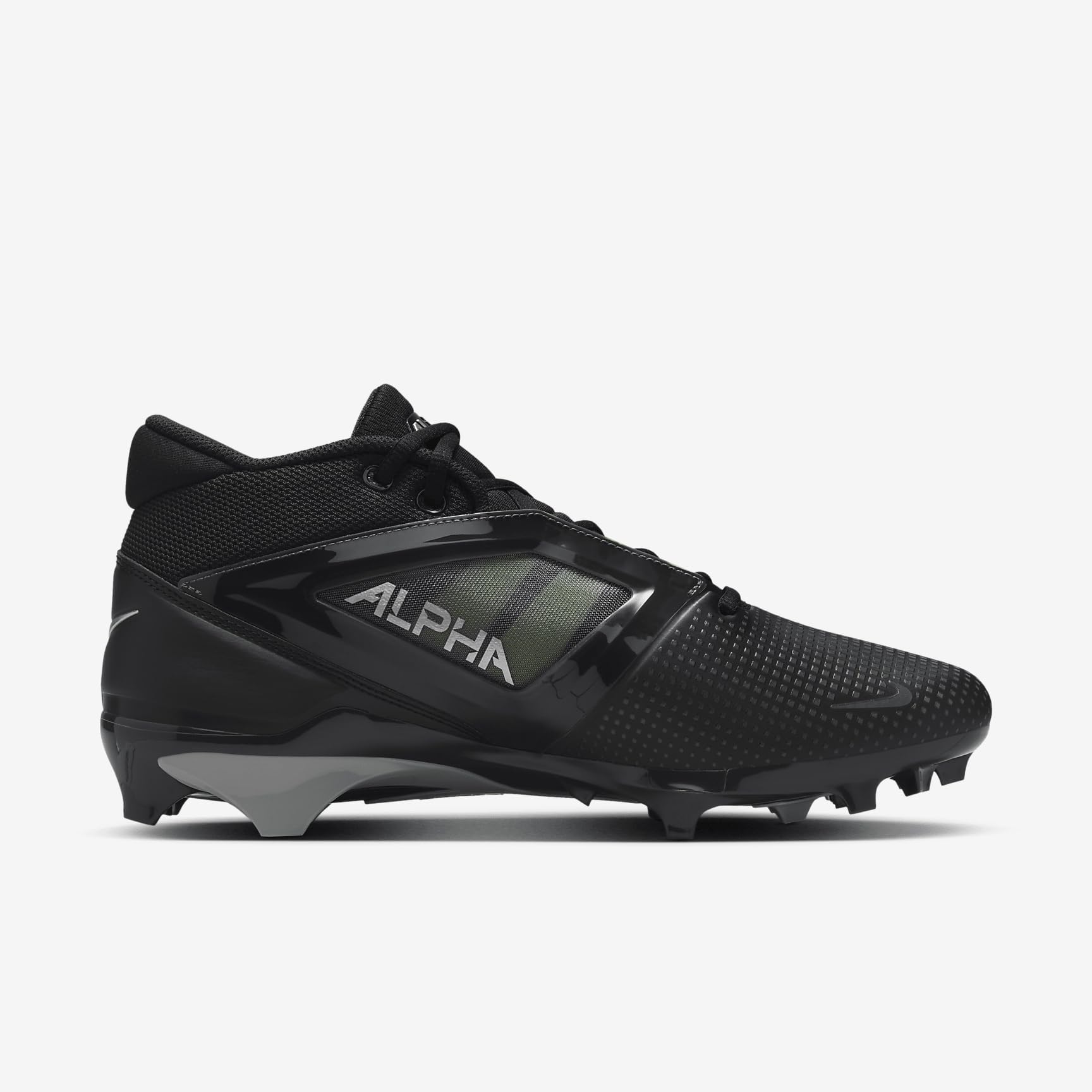 Nike Alpha Menace 4 Pro Football Cleats (FD7037-001, Black/Light Smoke Grey/White) Size 12.5