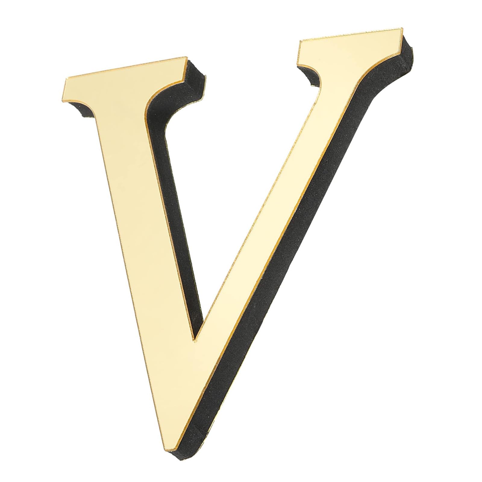 TA-VIGOR 3D Acrylic Alphabet Wall Stickers, Mirror Letter V Self-Adhesive for Wall Decor for Birthday Party Wedding Home Room Letter Sign Decoration, Light Gold