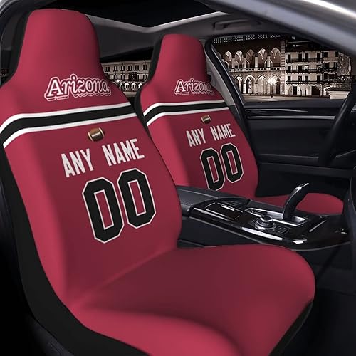 Miniatura 4 de Fundas de asiento de coche de fútbol personalizadas, accesorios personalizados para automóvil, regalos de Arizona con nombre y número, funda