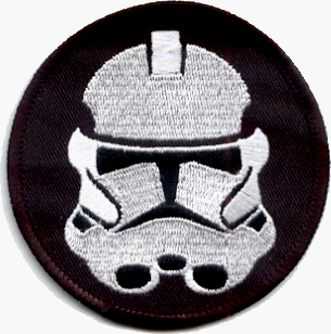 Star Wars - Round Black & White Stormtrooper Emblem Logo - Embroidered Iron On or Sew On Patch