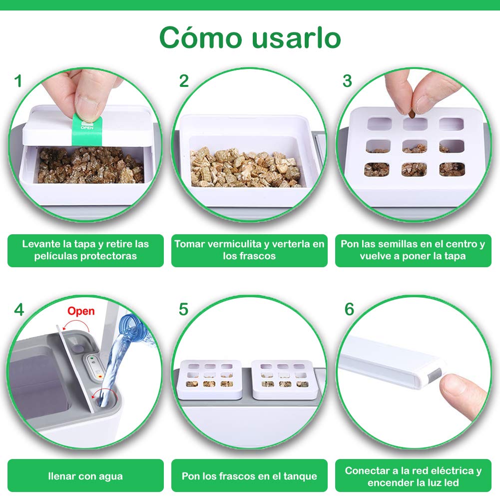 Clizia Smart Garden Huerto de Interior, Sistema de Cultivo hidropónico para Cultivar Plantas y Semillas aromaticas - Jardinera de Interior de Hierbas con luz de Crecimiento LED (Blanco)