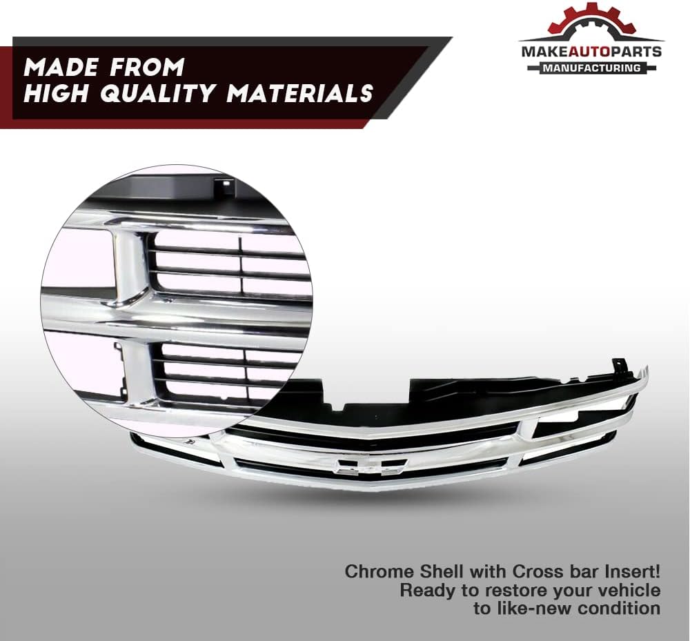 一部予約 自動車部品製造 C K フルサイズ ピックアップ 94 02 Suburban 94 99 グリル クロスバーインサート Chr Shll Ptd Slvr Insrt デュアル コンポジットヘッドライト付き Gm Rachelbaptista Com Br