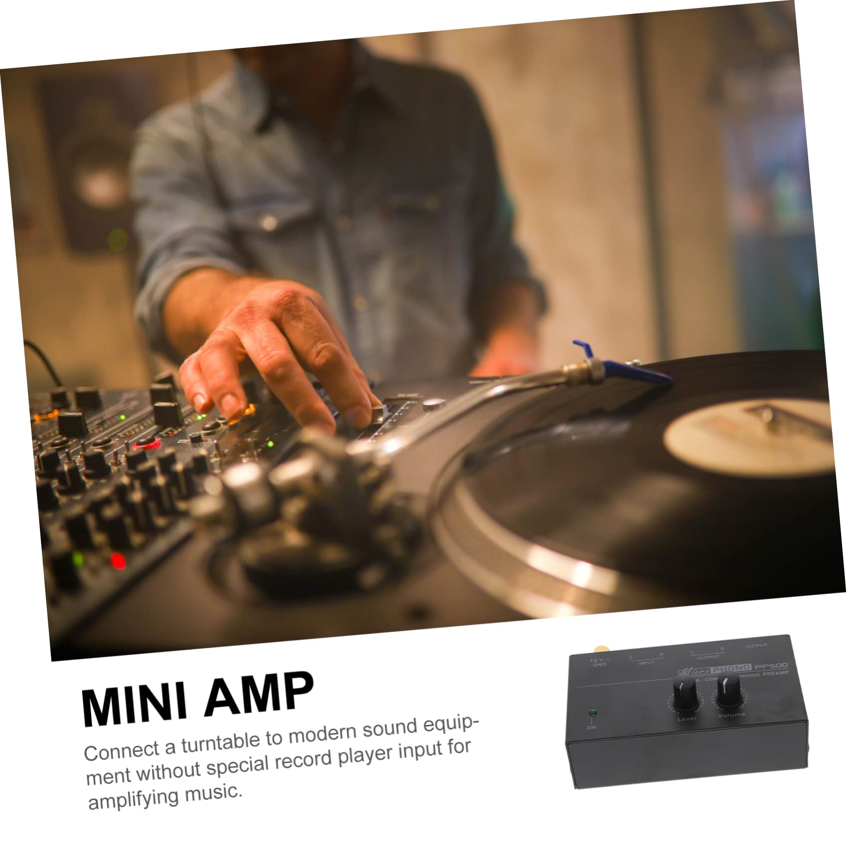 HOMSFOU Vinyl Record Player Preamplifier Compact Low Noise Phonograph Preamp Stereo Inputs Outputs for Turntable Audio Conversion Us