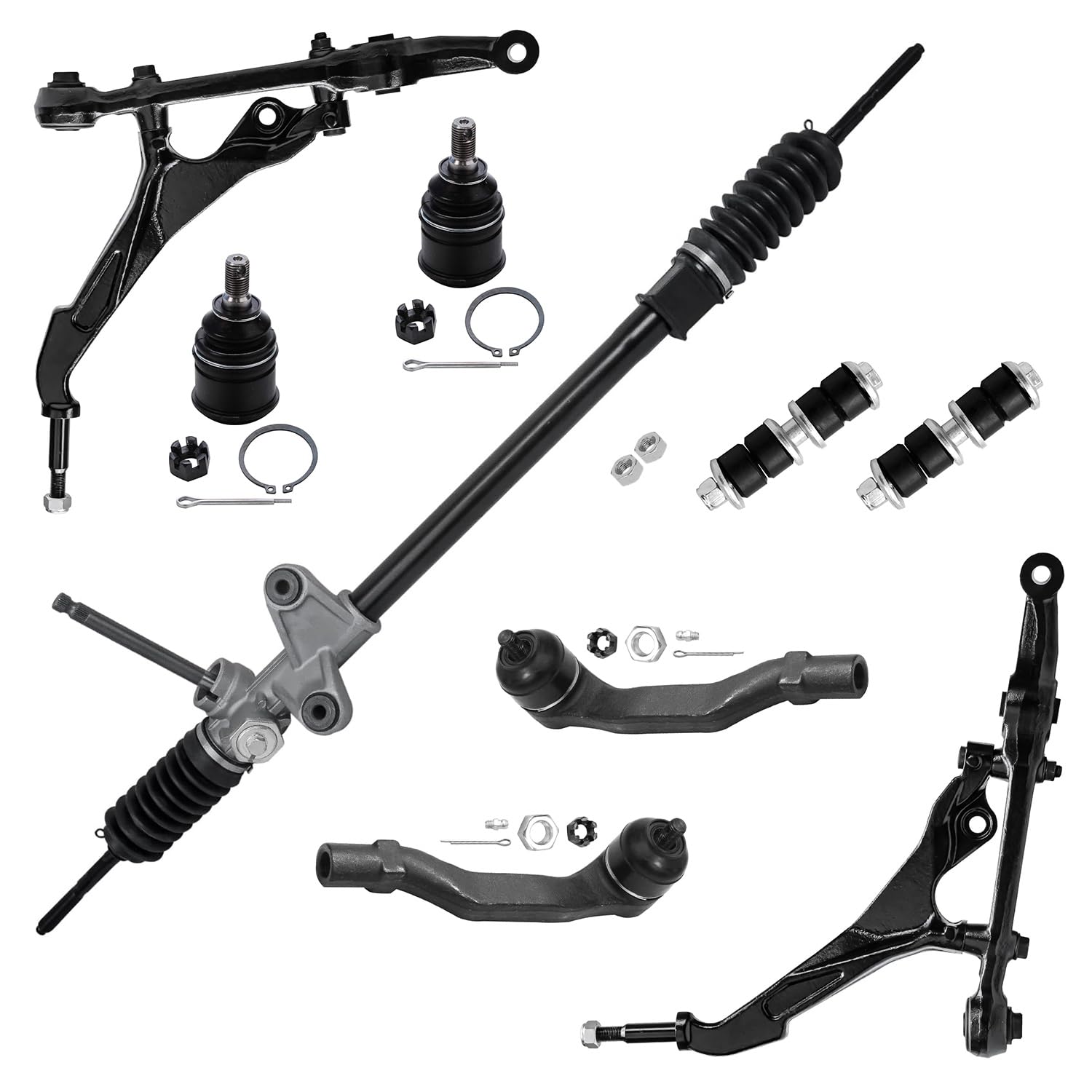 Detroit Axle - 9pc Front End Rack and Pinion Kit for 1992-1995 Honda Civic
