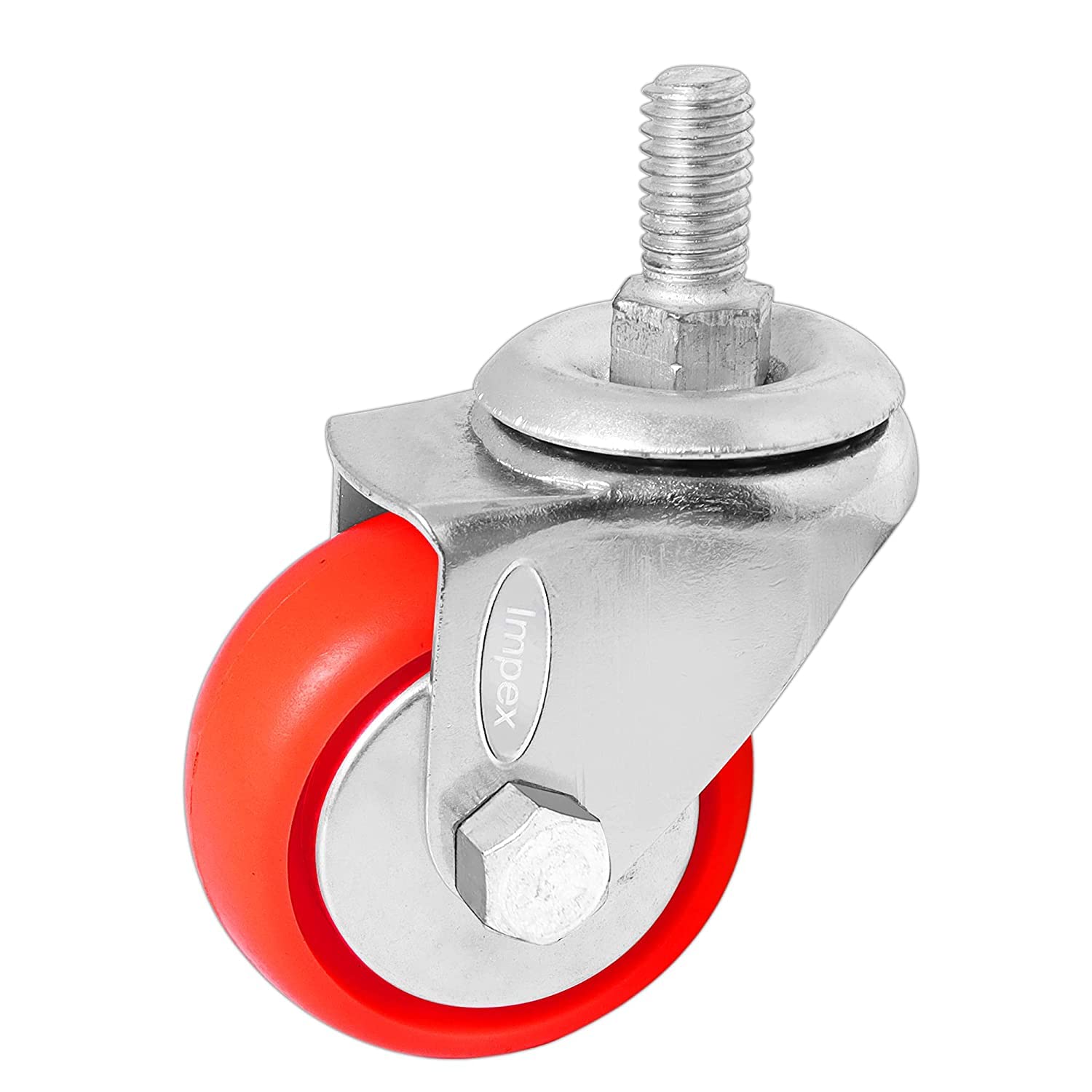 Impex (Pack of 4) 2" Heavy Duty Single Wheel Caster 50 MM wheels 360 Degree Rotating Screw Type - Best for Office Chair Wheels-image-5