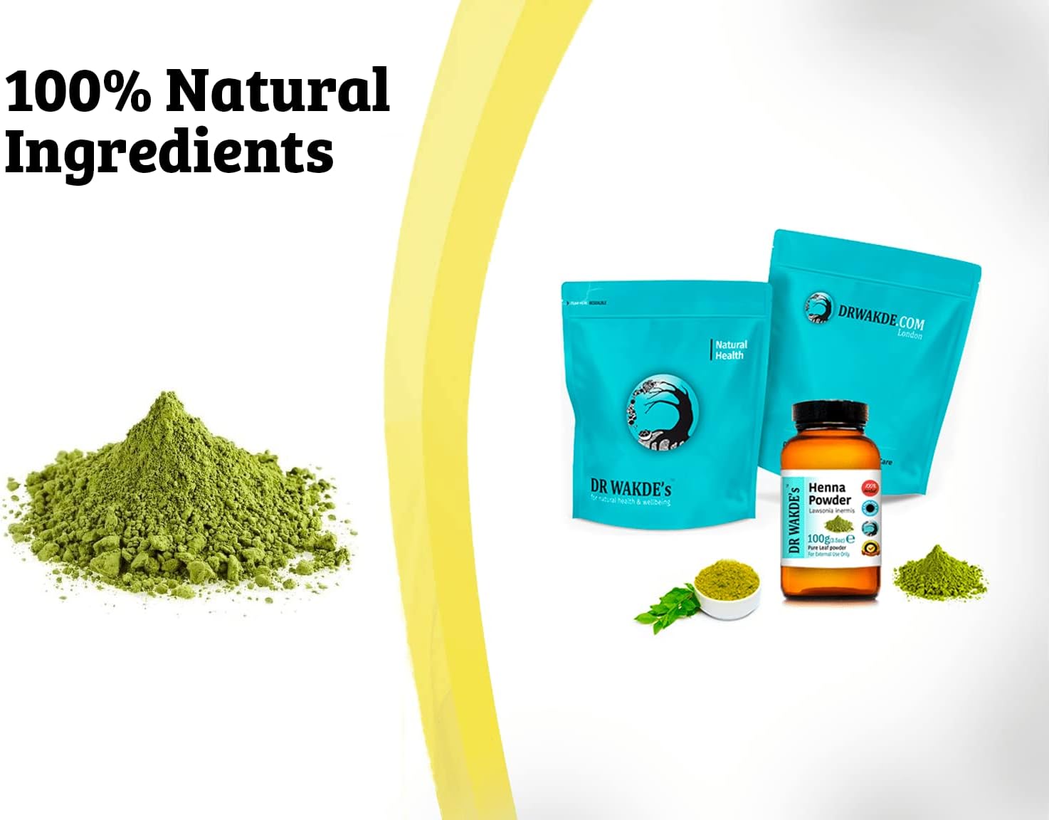 DR WAKDE's Henna Powder (Mehendi) - 500g (1.1lb) | Pure, Raw & Dried Powder | Natural Aroma and Freshness | Fine Powder | Vegan | Premium Grade | Nothing Added, Nothing Removed