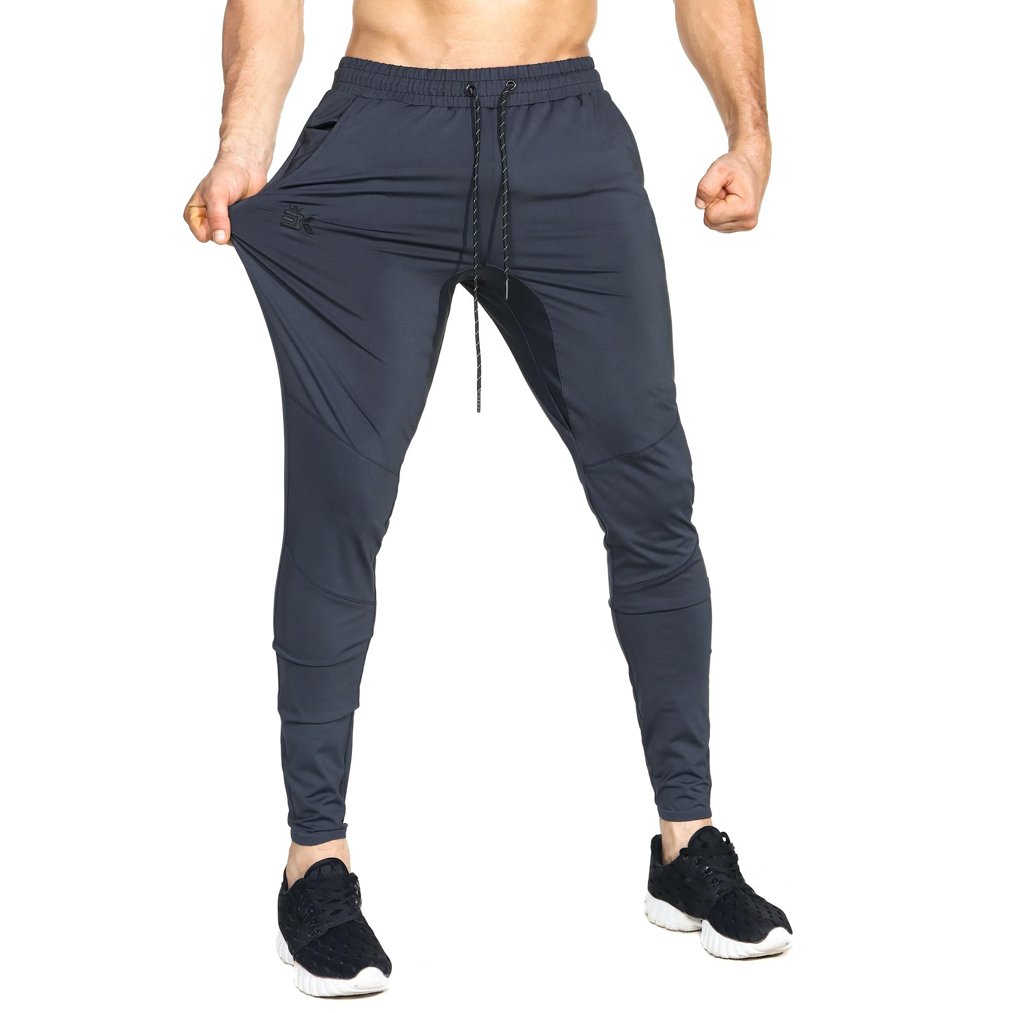 BROKIG Leichte Sporthose Herren Lang Slim Fit Trainingshose | Fitness Jogginghose Herren Polyester Jogger Herren, Sport Hose Herren Laufhose Sweatpants mit Reißverschlusstasche