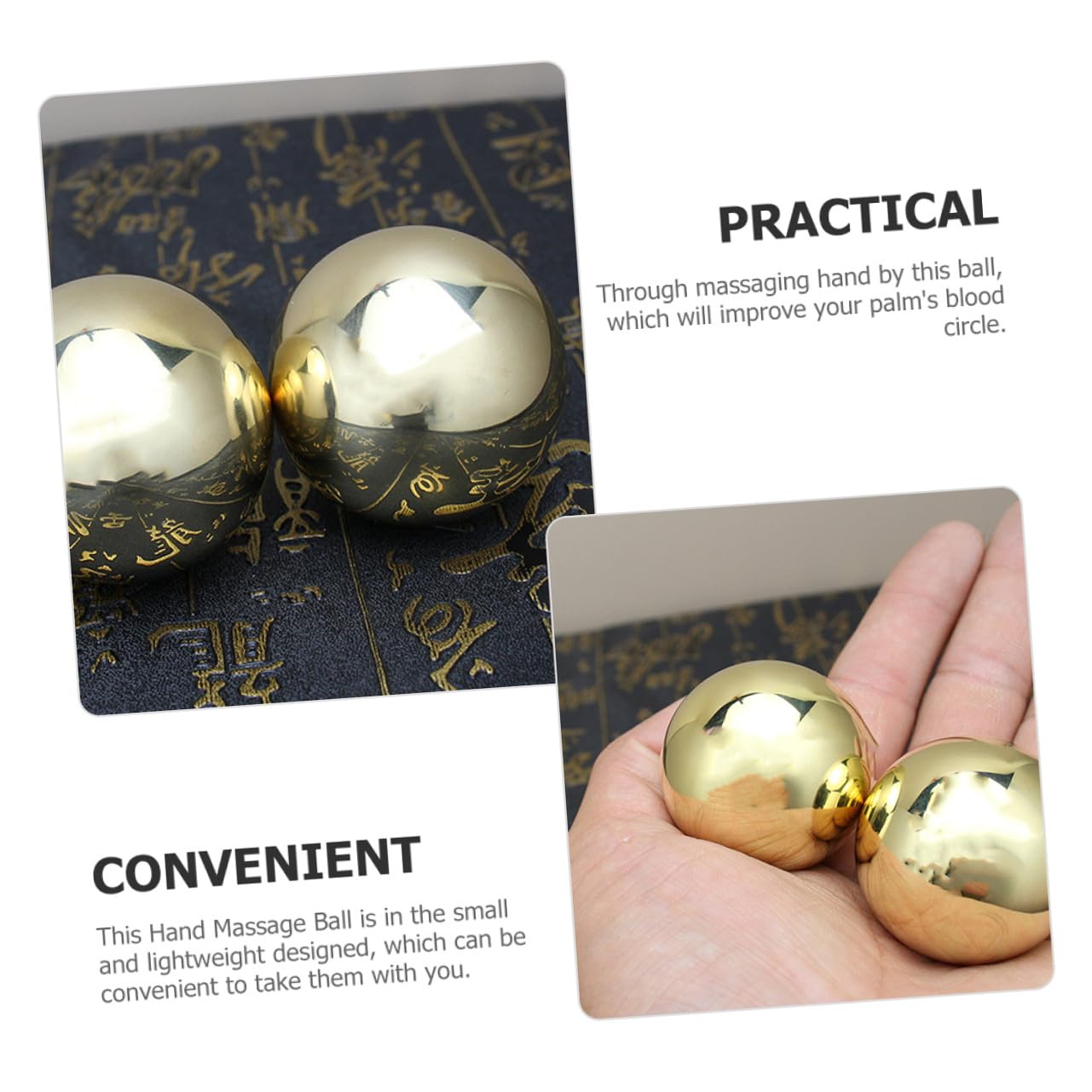 Handfitnessbälle aus Messing Handflächenmassageball Rund zur Muskelentspannung und Tragbar für Senioren Wellness und Therapie