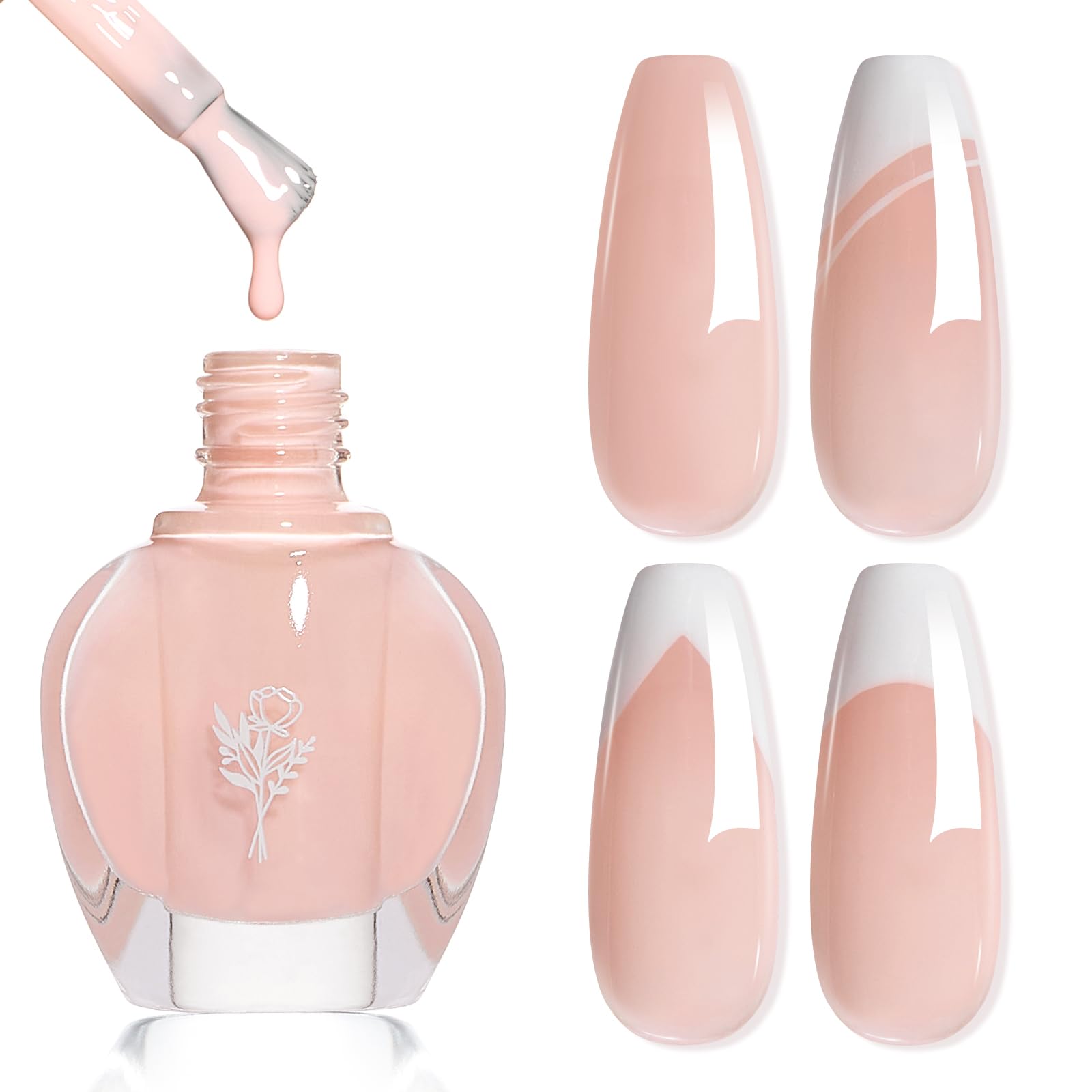 COSMOO Quick Dry Nail Polish, Chip Resistant Manicure, Non-Toxic, Vegan, Cruelty Free, 12ml, Fast Drying in 60 Seconds (Sheer Nude Pink)