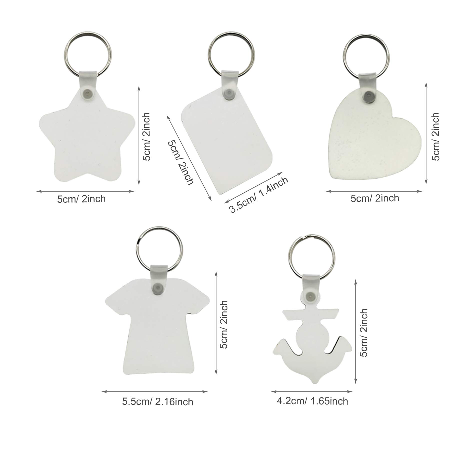 50 Pz Sublimazione Ciondoli Vuoti, 10 Stile Sublimazione Portachiavi Vuoto Portachiavistampa 2 Lati Sublimazione Portachiavi Vuoto MDF, Forniture Artigianali Fai da Te