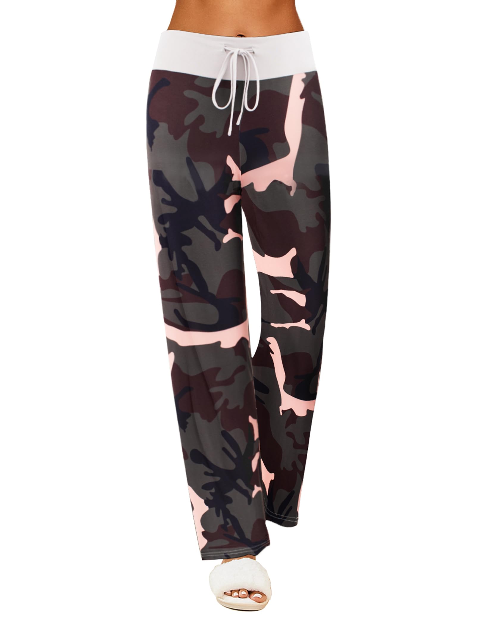 Ekouaer Damen Schlafanzughose Lang Pyjamahose Weiche Schlafhose Yoga Hose Freizeithose mit Kordelzug S-XXL
