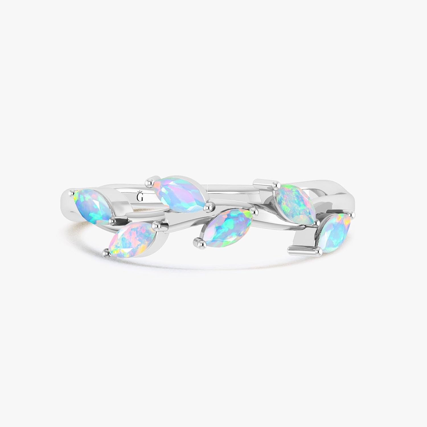 Natural Opal 925 Sterling Silver Leaf Ring for Womens Ruby Multi Gemstones Jewelry Gift for Ladies (Engagement, Anniversary, Promise Rings)