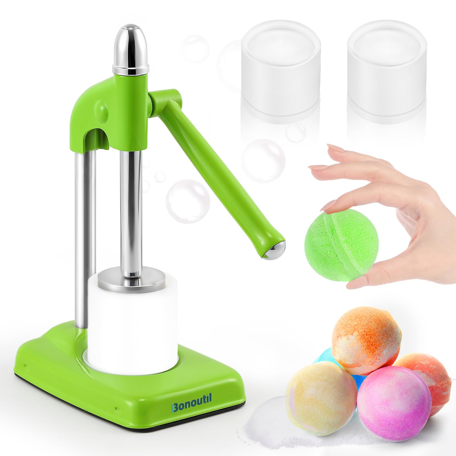 Bonoutil Bath Bomb Press Machine-2 Molds Easy Press Bath Bomb Machine DIY Soap Making for Adults Beginners (Green)