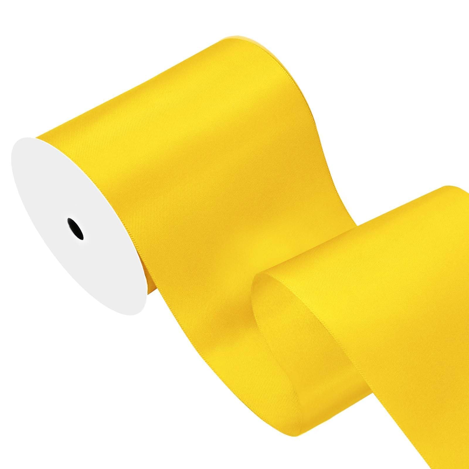 Yellow Gold Satin Ribbon 4 inch X 15 Yards Polyester Ribbon for Gift Wrapping Very Suitable for Weddings Party Hair Bow Invitation Decorations and More