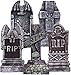 AYOGU 17” Halloween Foam RIP Graveyard Tombstones, 5 Pack Tombstone with 10 Metal Stakes for Halloween Decorations