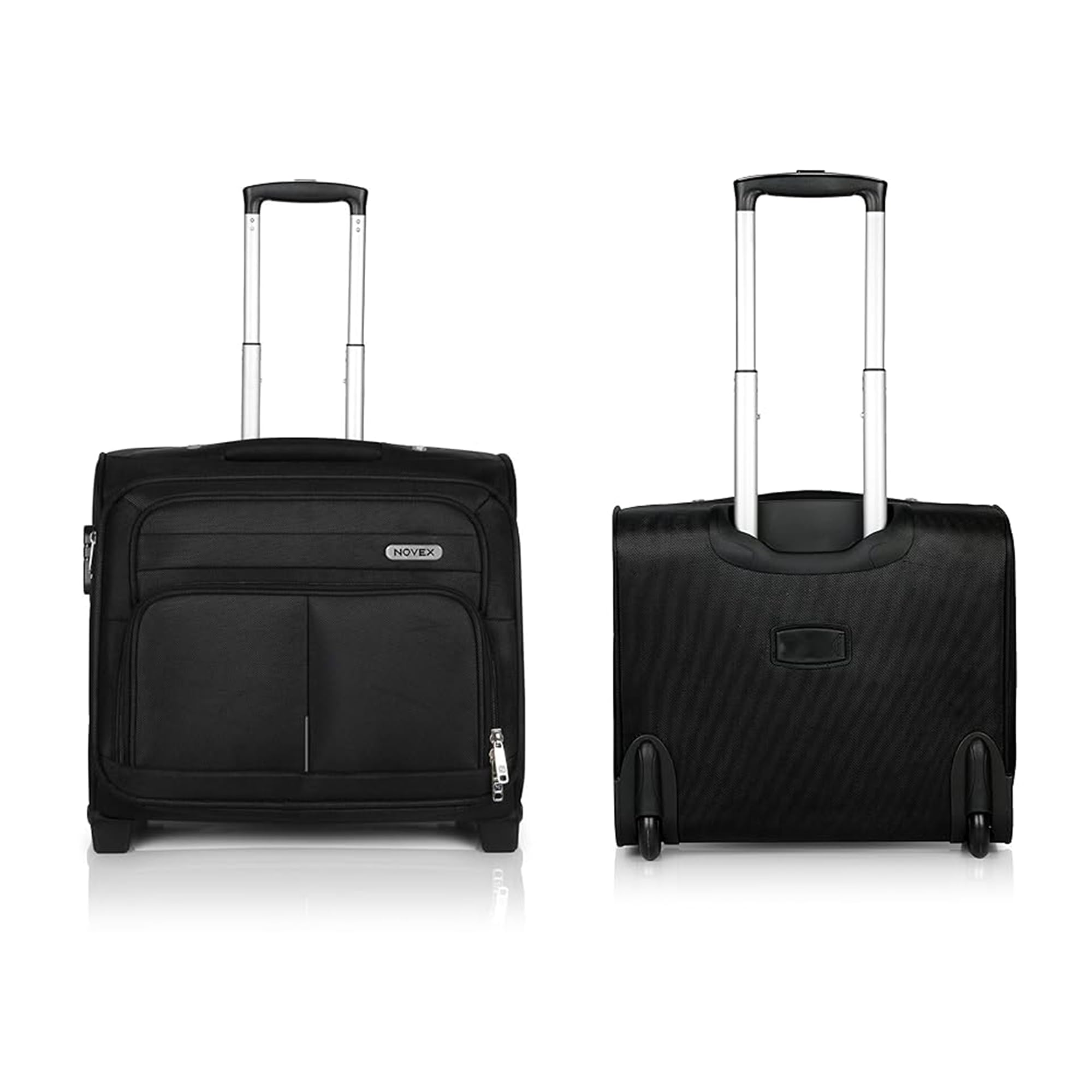 Overnighter Small Laptop Trolley Bag | Overnight Business Spinner Backpack with 4 Wheels |Black-42cm, Polyester Cabin Luggage | Lightweight, Easy-to-Carry Bags for Men & Women-image-44