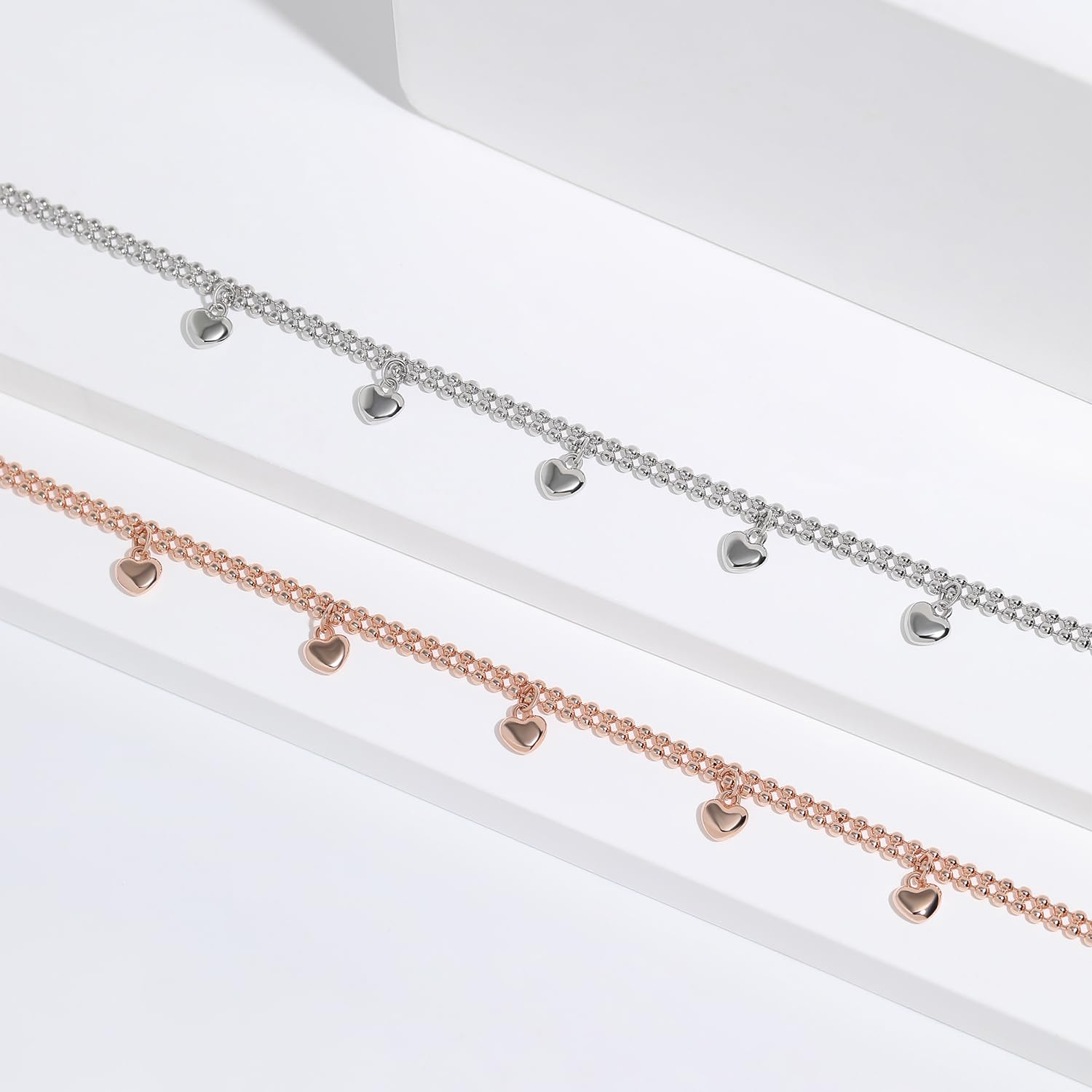Meissa Bracciale per donne Argento Sterling Bracciale fiore carino Palla minuscola Floreale Bracciale d'oro Ragazze Gioielli Regalo, Argento