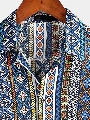 Vatpave Mens Summer Tropical Shirts Short Sleeve Button Down Aloha Hawaiian Shirts X-Large Blue #TOP2