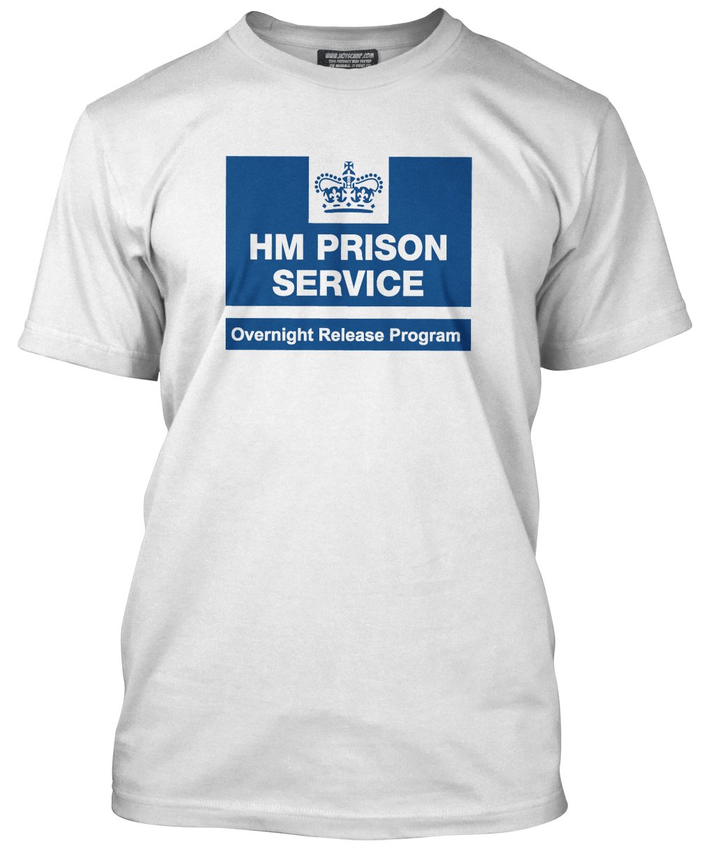 Hotscamp Men's White Hm Prison Service Overnight Release Program Unisex T-Shirt - Medium
