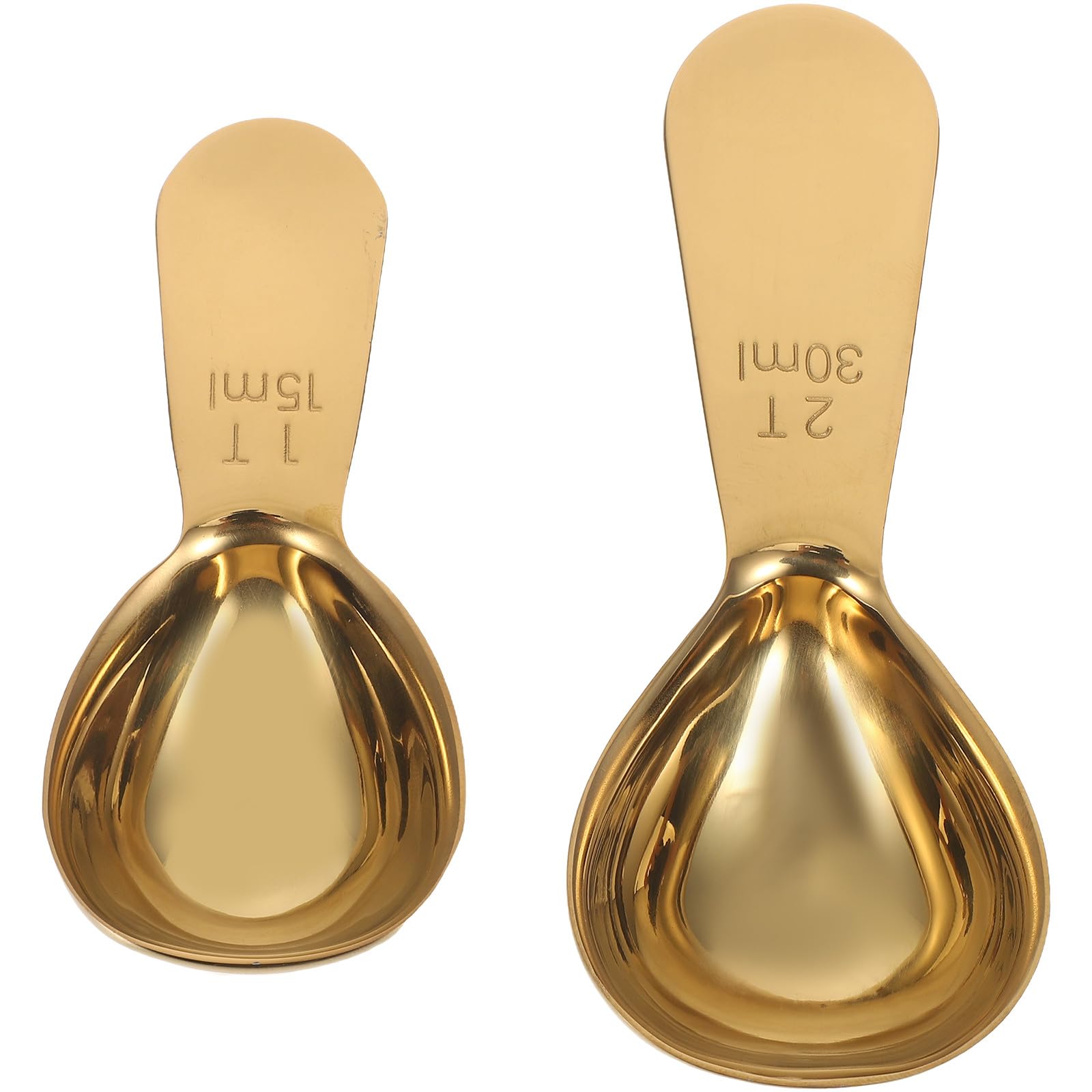 NUOBESTY 2pcs Stainless Steel Measuring Spoons - 15ml 30ml Coffee Teaspoon Measuring Spoon - Short Handle Kitchen Scooper for Ground Beans Tea Flour