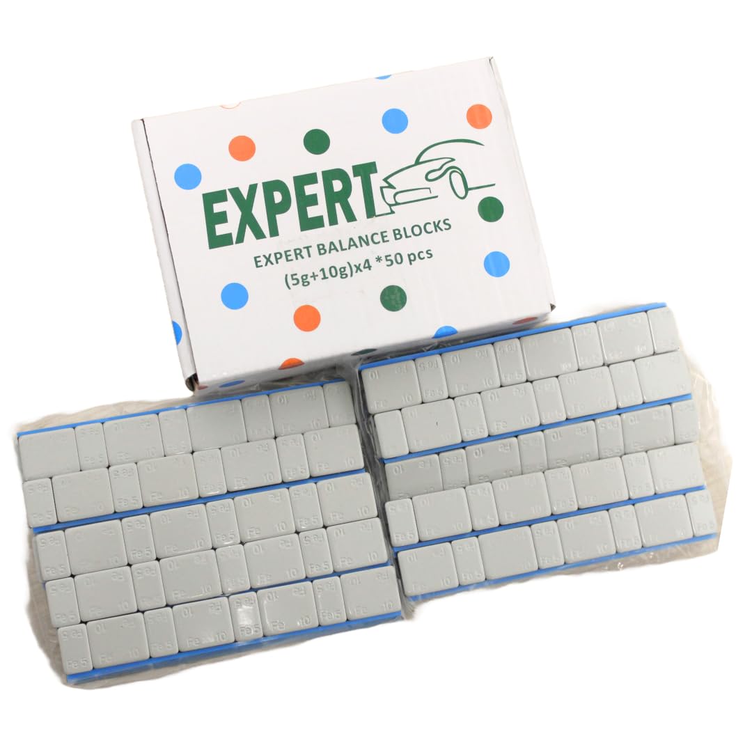 EXPERT 50 Pièces Pneus Barre Adhésive Masses D'Équilibrage, Blocs d'équilibrage pour Voiture - (5g + 10g) = 600g | Équilibrage Précis, Stabilité et Sécurité Optimale