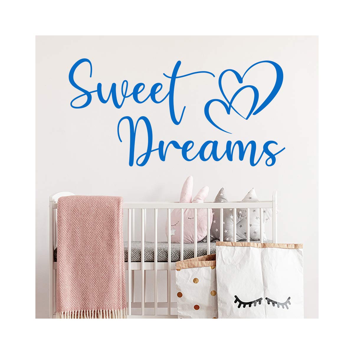 StickerDeen | Sweet Dreams Quote Wall Sticker - Decoration Removable Nursery, Baby Bedroom Art Vinyl Decal Gift | (Large) (Blue)
