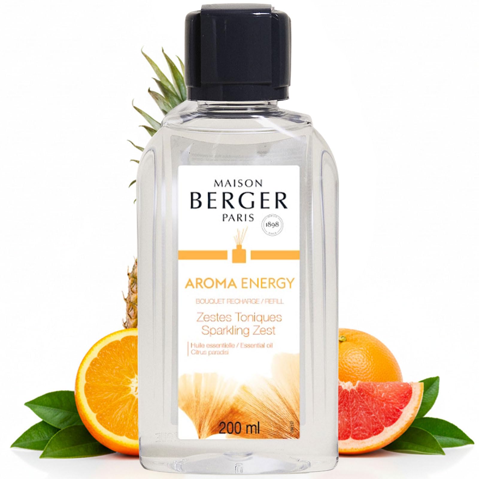 Maison Berger – Reed Diffuser Refill Aroma Energy – Home Fragrance Refill for the Home 200 ml – Made in France – Long-Lasting, Gentle and Continuous Diffusion