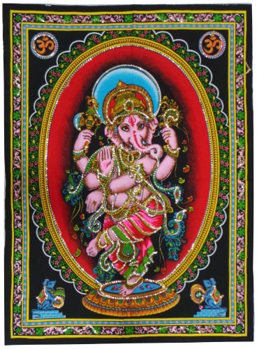 KayJayStyles Cotton Fabric Dancing Ganesh Yoga Tapestry 30