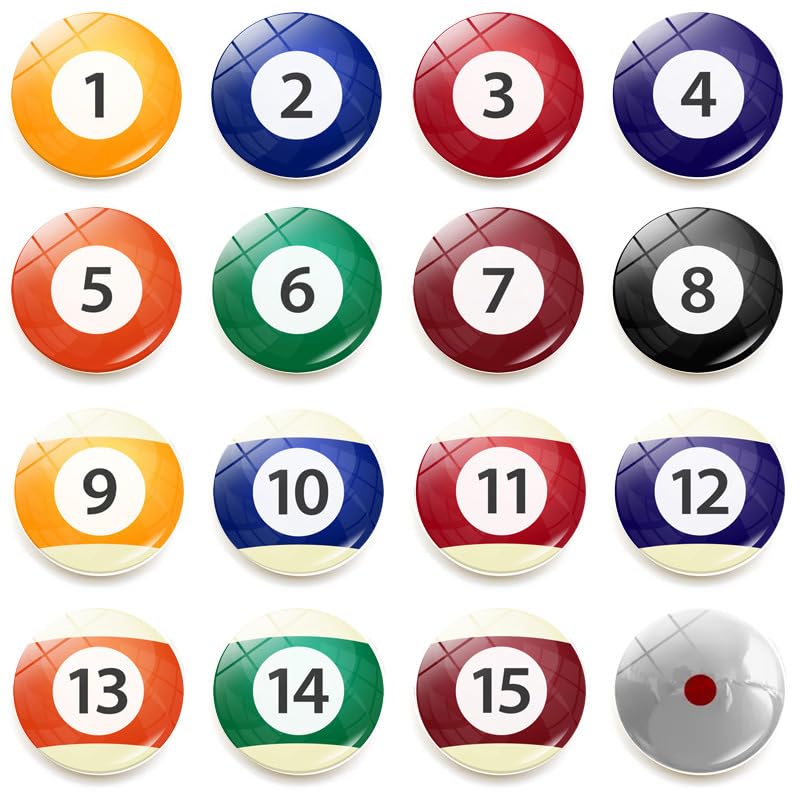 Imanes Decorativos de Billar de 16 piezas para Refrigerador miniatura 1