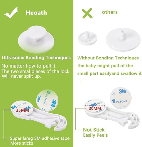 Miniatura 3 de Cerraduras de seguridad infantil para gabinetes (paquete de 10)  Pestillos a prueba de bebés para cajones, asiento de inodoro, nevera, horno, con 10
