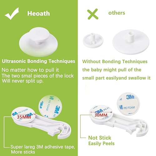 Miniatura 2 de Cerraduras de seguridad infantil para gabinetes (paquete de 10)  Pestillos a prueba de bebés para cajones, asiento de inodoro, nevera, horno, con 10