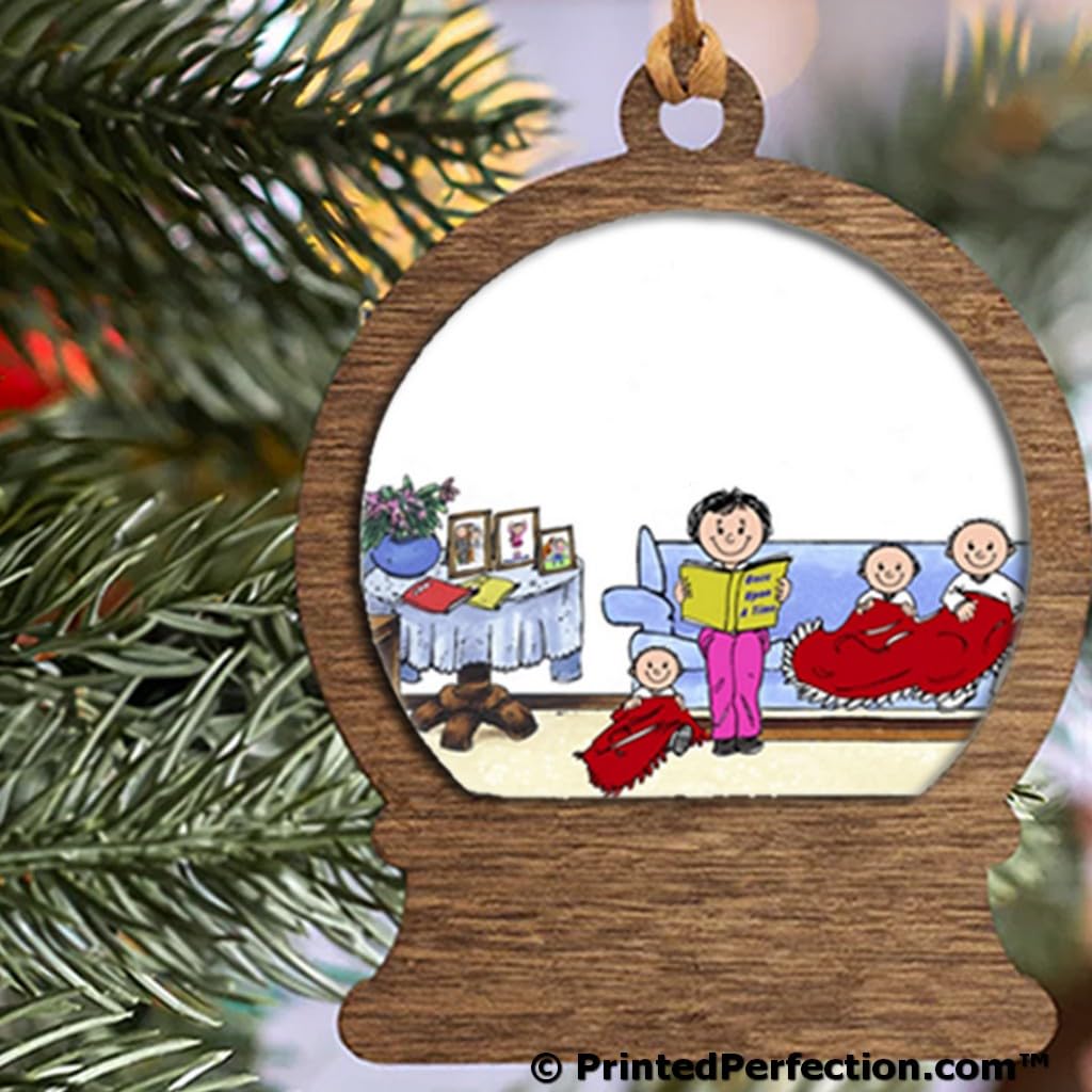PrintedPerfection.com Personalized Little Angels - 3, with Female Wooden Snow Globe Shaped Christmas Ornament