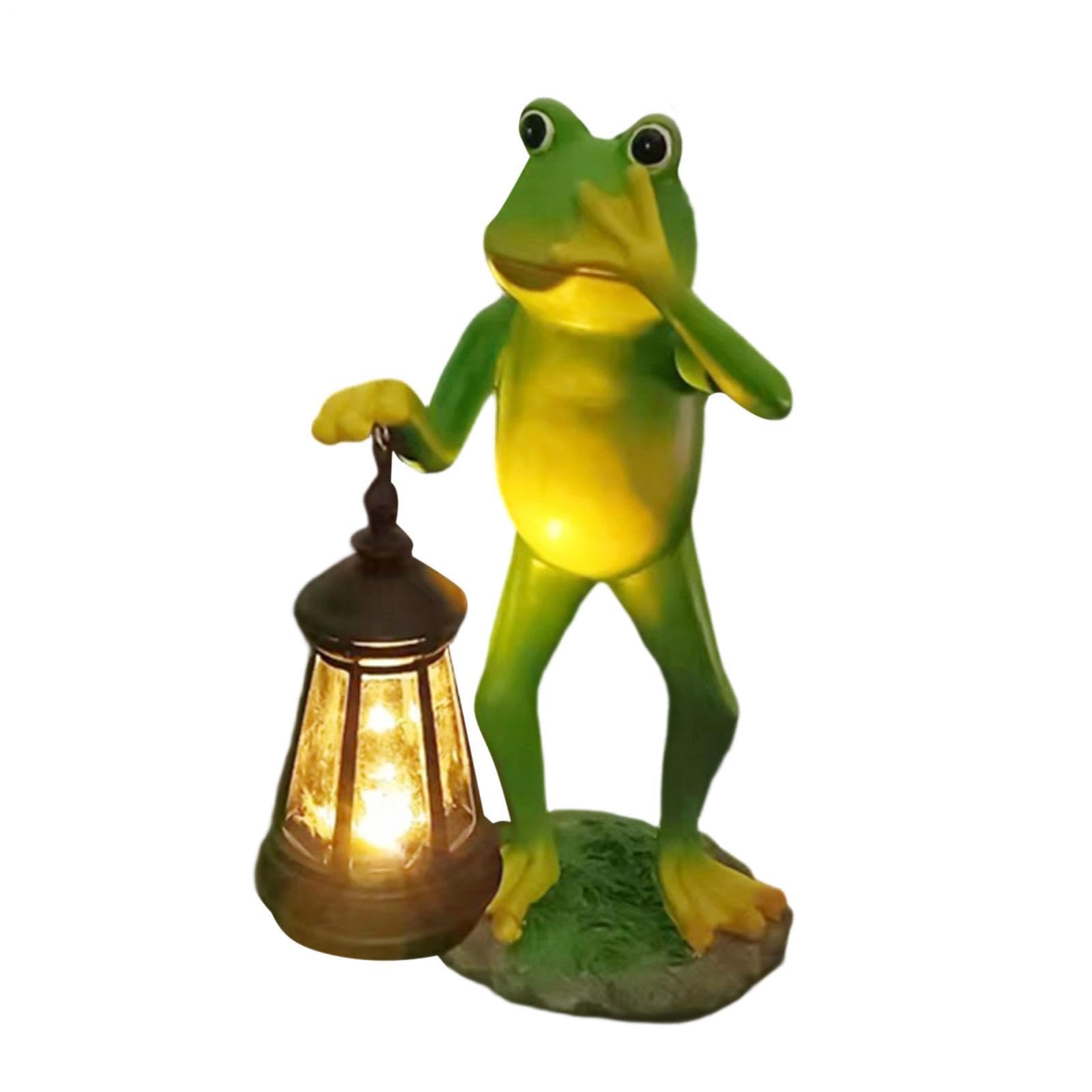 Lampe de jardin solaire grenouille étanche et compacte au design de sculpture