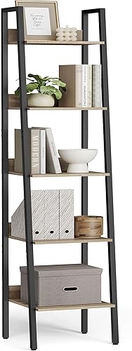 Miniatura 68 de VASAGLE Estantería estrecha de 5 niveles, 11.8 x 23.6 x 66.9 pulgadas, estante de escalera para oficina en casa, sala de estar, dormitorio, cocina,