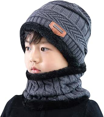 Kindermützen-Set Mit Schal Für Babys 0–3 Jahre – Weiche Strickmütze & Loop Aus Baumwolle-Acryl, Winterwarm & Elastisch