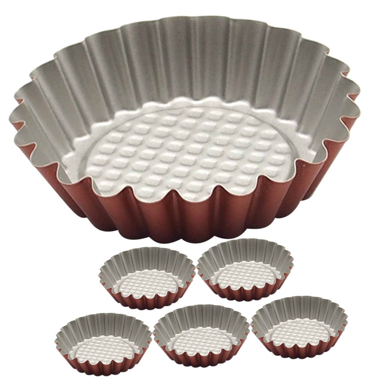 MUCKLILY 6Pcs Flower Shape Egg Tart Baking Pans Nonstick Tartlet Cups for Muffins Pudding and Mini Pies Easy to Clean