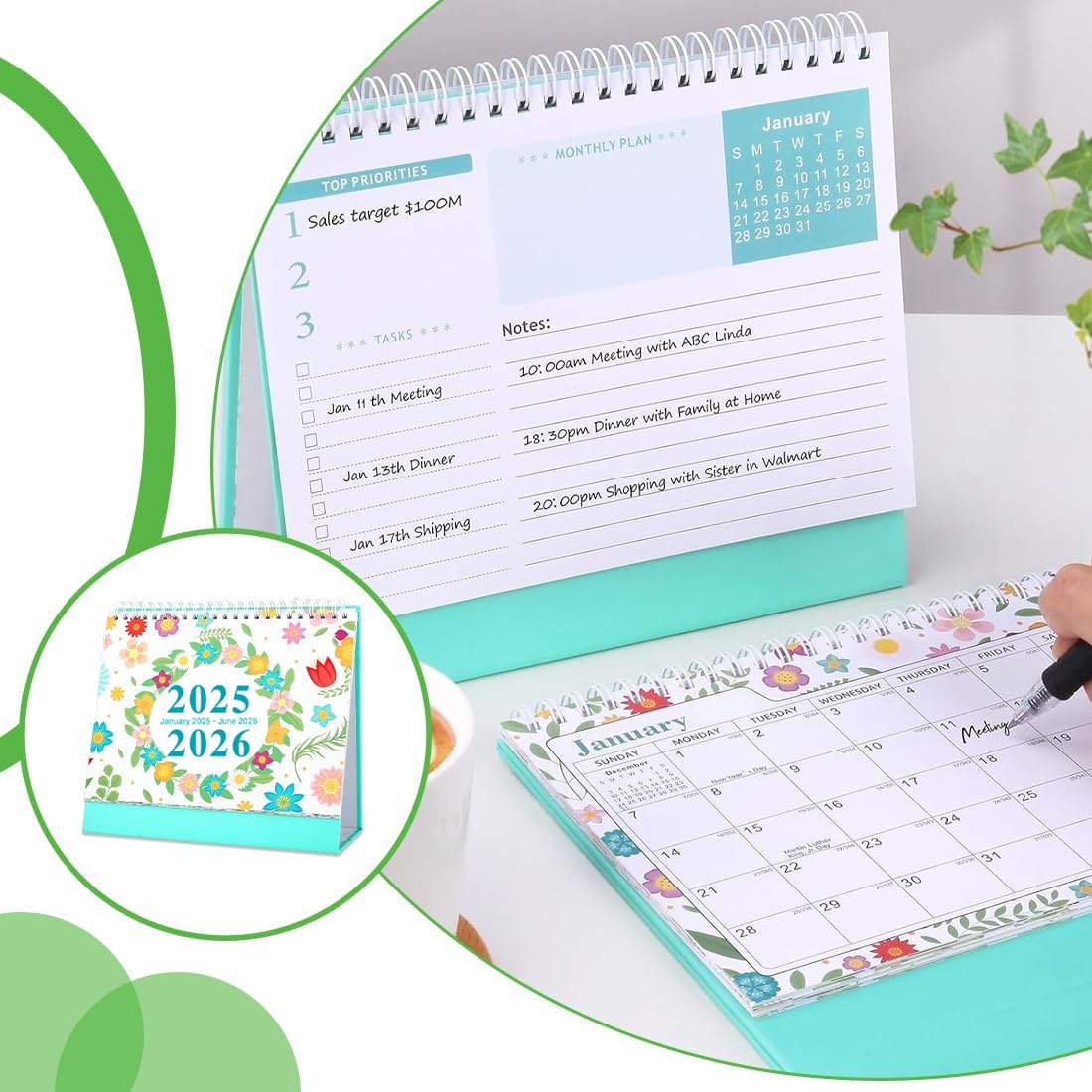 Calendario Da Parete 2025-2026 - Gennaio 2025 A Giugno 2026 - Con Festività - Planner Familiare