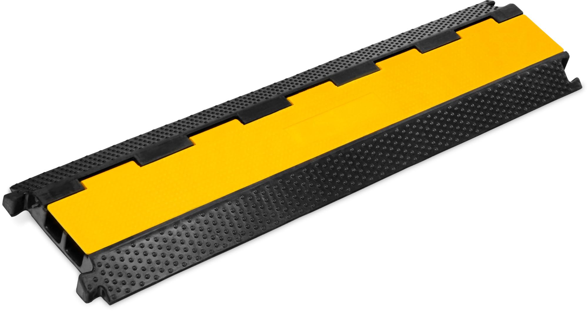 Pronomic Protector 2-100L Kabelbrücke 2-Kanal mit Steckverbindung 100 x 25 x 5 cm - Kabelkanal aus Kunststoff für Versanstaltungen - Kabel Überfahrschutz für Boden - Schwarz/Gelb