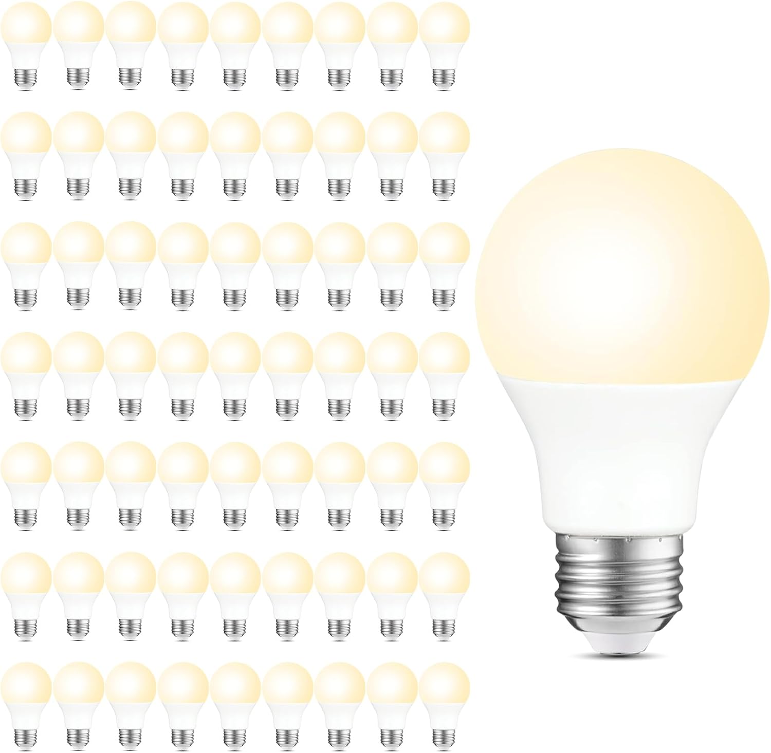 Sigalux 64 Pack A19 LED Light Bulbs, 60W Equivalent Soft White 2700K, 750 Lumens Non-Dimmable LED Bulbs, Efficient 8.5W, 10000 Hours Long-Lasting E26 Base Bulbs for Bedroom Living Room Kitchen